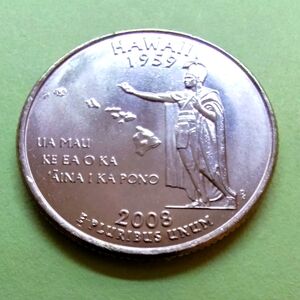 2008-P Hawaii State Quarter Uncirculated From US Mint Roll. Item #5068